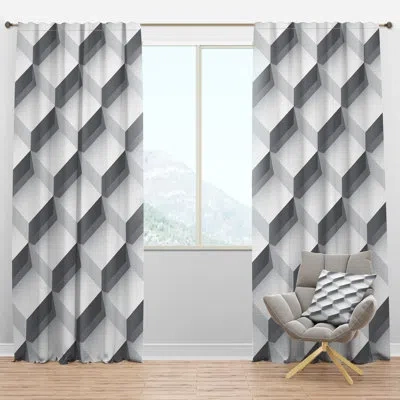 Design Art White Abstract Pattern - Modern Velvet Curtain - Room Darkening - 1 Panel