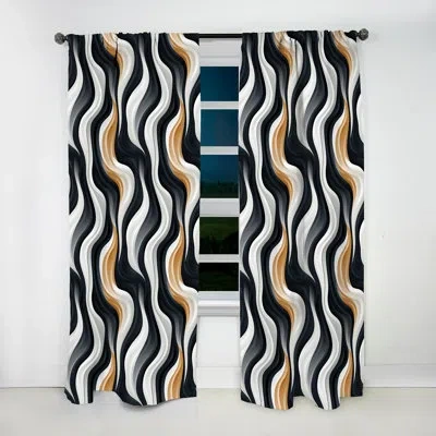 Design Art White And Black Minimalist Elegance Ii - Modern Velvet Curtain - Room Darkening - 1 Panel In Black;white