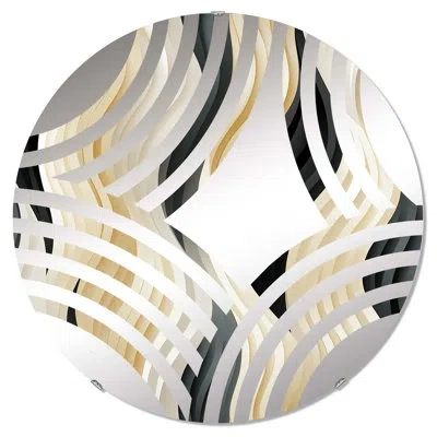 Design Art White And Black Minimalist Elegance Iii - Baptist Fan Decorative Mirror Circle In Black;beige