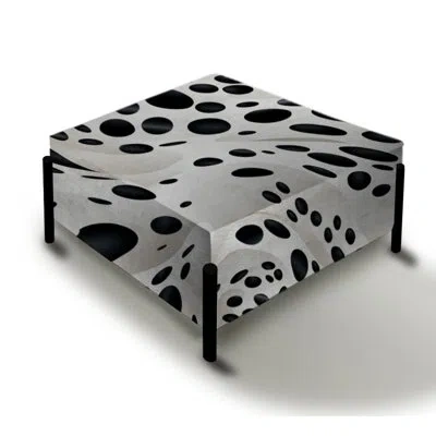 Design Art White And Black Snow Leopard Spots - Geometric Large Square Ottoman In Black;white