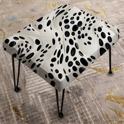 Design Art White And Black Snow Leopard Spots - Geometric Rectangle Ottoman In Black;white