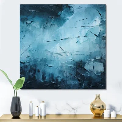 Design Art White And Blue Abstract Element Fight I - Abstract Shapes Canvas Print_106527 In Wrapped Canvas