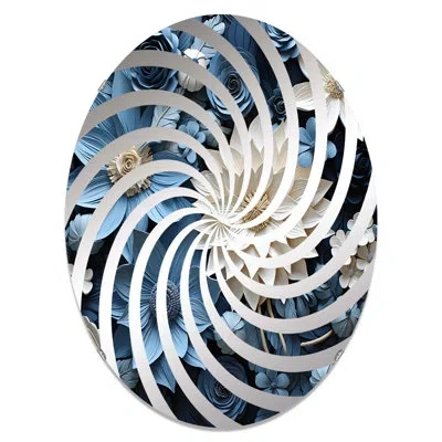 Design Art White And Blue Poinsettias Flowers Bloom Frameless Accent Mirror In Blue;blue
