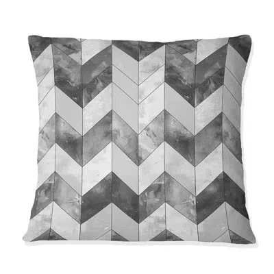 Design Art White And Gray Chevron - Glam Throw Pillow In White;gray