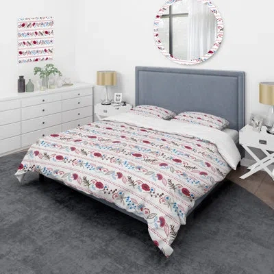 Design Art White And Red Striped Pattern - Abstract Duvet Cover Set - Microfiber Polyester In Red,white