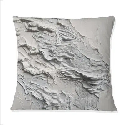 Design Art White And Tranquility Unleashed - Abstract Marble Printed Throw Pillow