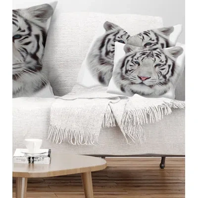Design Art White Bengal Tiger - Animal Printed Throw Pillow