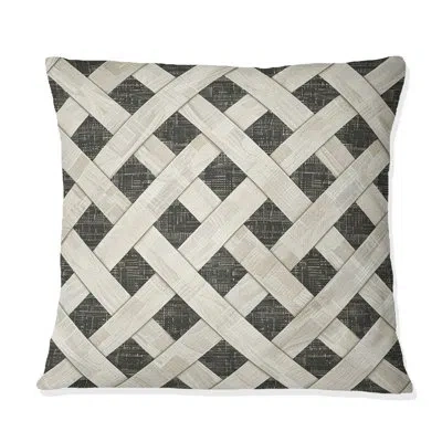 Design Art White Black Modern Basketweave Charm Ii - Modern Throw Pillow In Black;white