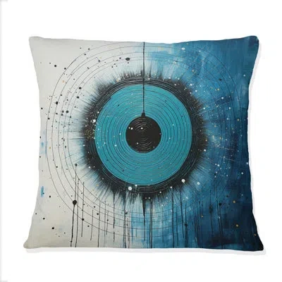Design Art White Blue Minimalism Moon - Minimalism Printed Throw Pillow In Blue;white