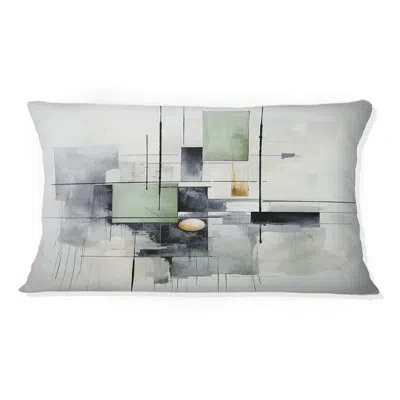 Design Art White Blue Suprematism Harmonious Convergence I - Abstract Suprematism Printed Throw Pillow In Multi-color
