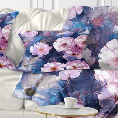 Design Art White Briar In Classical Style - Floral Printed Throw Pillow