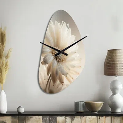 Design Art White Gerbera Flowers Iii - Gerbera Asymmetrical Metal Wall Clock, Traditional Unique Shape Wall Clo