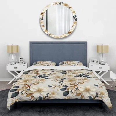 Design Art White Lace Inspired Botanicals Bedding
