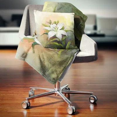 Design Art White Lily Flower Oil - Floral Printed Pillow