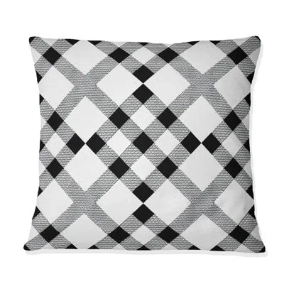 Design Art White Modern Houndstooth I - Modern Throw Pillow In Black;white