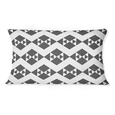 Design Art White Modern Houndstooth Ii - Modern Lumbar Pillow In White;gray