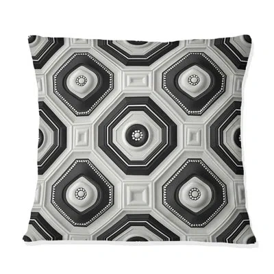 Design Art White Modern Octagon I - Modern Throw Pillow In Black;white