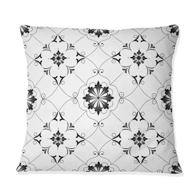 Design Art White Modern   Quatrefoil Ii - Modern Throw Pillow In Black;white