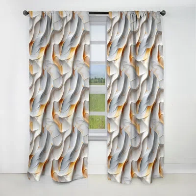 Design Art White Sleek Marble Harmony - Abstract Marble Curtain - Blackout Marble Curtain - 1 Panels In White;yellow