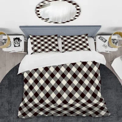 Design Art White/black Microfiber 3 Piece Duvet Cover Set In White,black