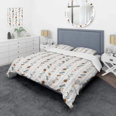 Design Art White/brown/green Microfiber 3 Piece Duvet Cover Set In White,brown,green