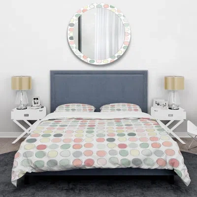 Design Art White/green/light Rose Microfiber 2 Piece Duvet Cover Set In White,green,light Rose
