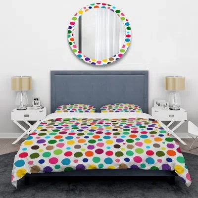 Design Art White/pink/green Microfiber 2 Piece Duvet Cover Set In White,pink,green