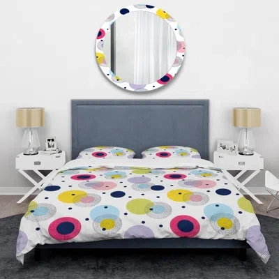 Design Art White/yellow/rose Microfiber 3 Piece Duvet Cover Set In White,yellow,rose