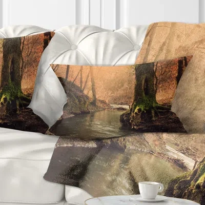 Design Art Wild Creek In National Park - Forest Printed Throw Pillow