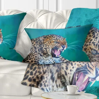 Design Art Wild Leopard Close Up View - Animal Printed Pillow In Brown;brown