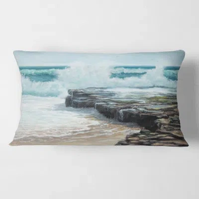 Design Art Wild Waves Breaking On The Shore Rectangular Pillow Cover & Insert