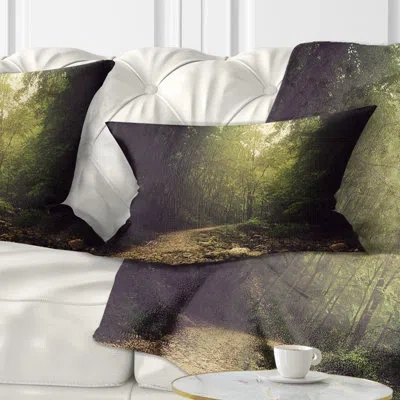 Design Art Wild Way Into The Dark Forest - Forest Printed Pillow