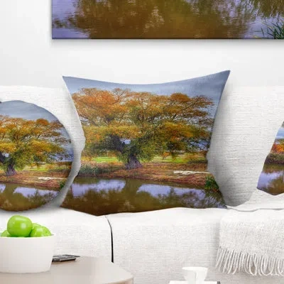 Design Art Willow Near Pond - Landscape Printed Pillow