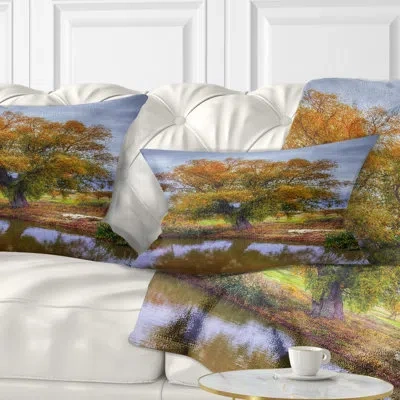 Design Art Willow Near Pond - Landscape Printed Throw Pillow