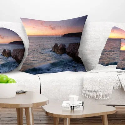 Design Art Winch Natural Park Sintra Cascais - Sea & Shore Printed Throw Pillow In Blue;black;brown;green;red;yellow