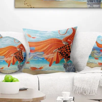 Design Art Wind Blows All - Abstract Printed Pillow In Blue;black;brown;green;red;yellow