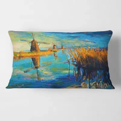 Design Art Windmills By The Deep Lake Rectangular Pillow Cover & Insert