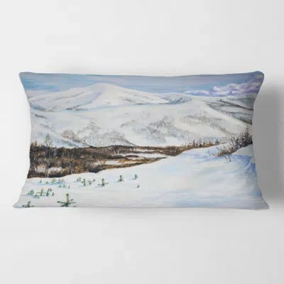 Design Art Winter Landscape With Snow-capped Mountains Rectangular Pillow Cover & Insert