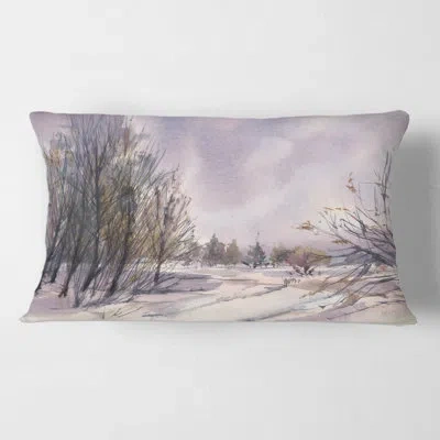 Design Art Winter Landscape With Snowy Tones Rectangular Pillow Cover & Insert