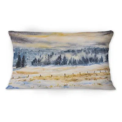 Design Art Winter Landscape With Snowy Trees -1 Country Printed Throw Pillow