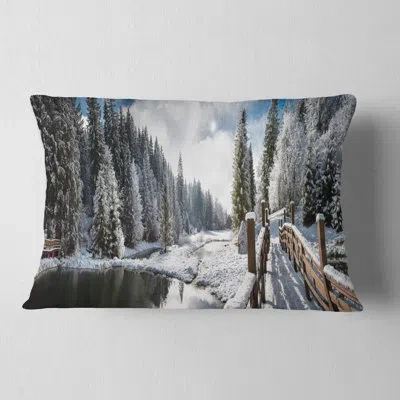 Design Art Winter Morning Panorama - Landscape Printed Throw Pillow