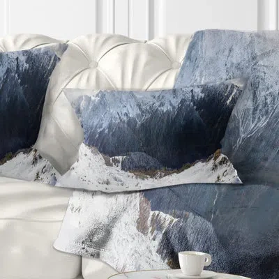 Design Art Winter Mountain In Svaneti - Landscape Printed Throw Pillow