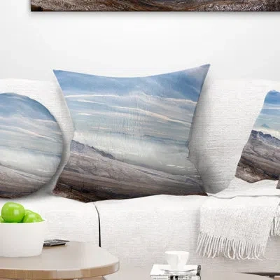 Design Art Winter Mountains In Caucasus - Sea & Shore Printed Pillow In Blue;white