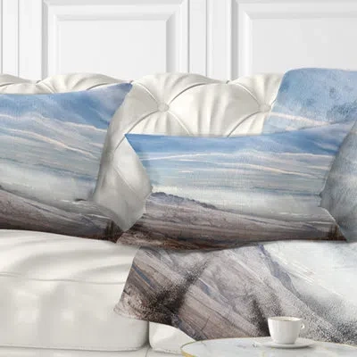 Design Art Winter Mountains In Caucasus - Sea & Shore Printed Throw Pillow