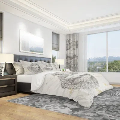 Design Art Wolf Wild And Beautiful Iii Duvet Cover Set In Ivory