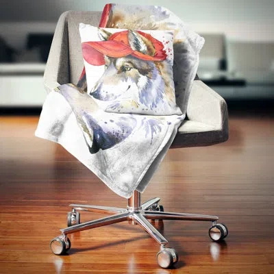 Design Art Wolf With Red Cap - Animal Printed Pillow