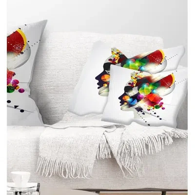 Design Art Woman Abstract Profile - Abstract Printed Pillow