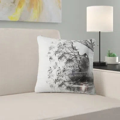 Design Art Woman And Beauty Of Nature - Landscape Printed Pillow In White