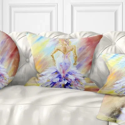 Design Art Woman At The Ball - People Printed Throw Pillow In Blue;red