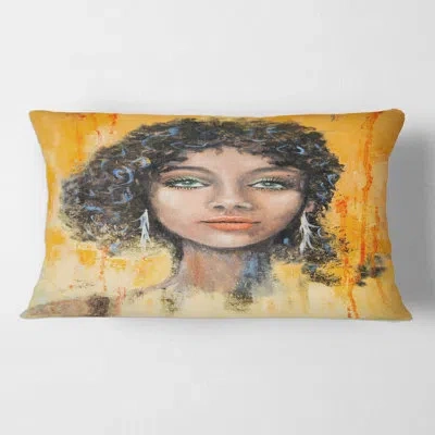 Design Art Woman Face With Eyes And Hair Impression Rectangular Pillow Cover & Insert